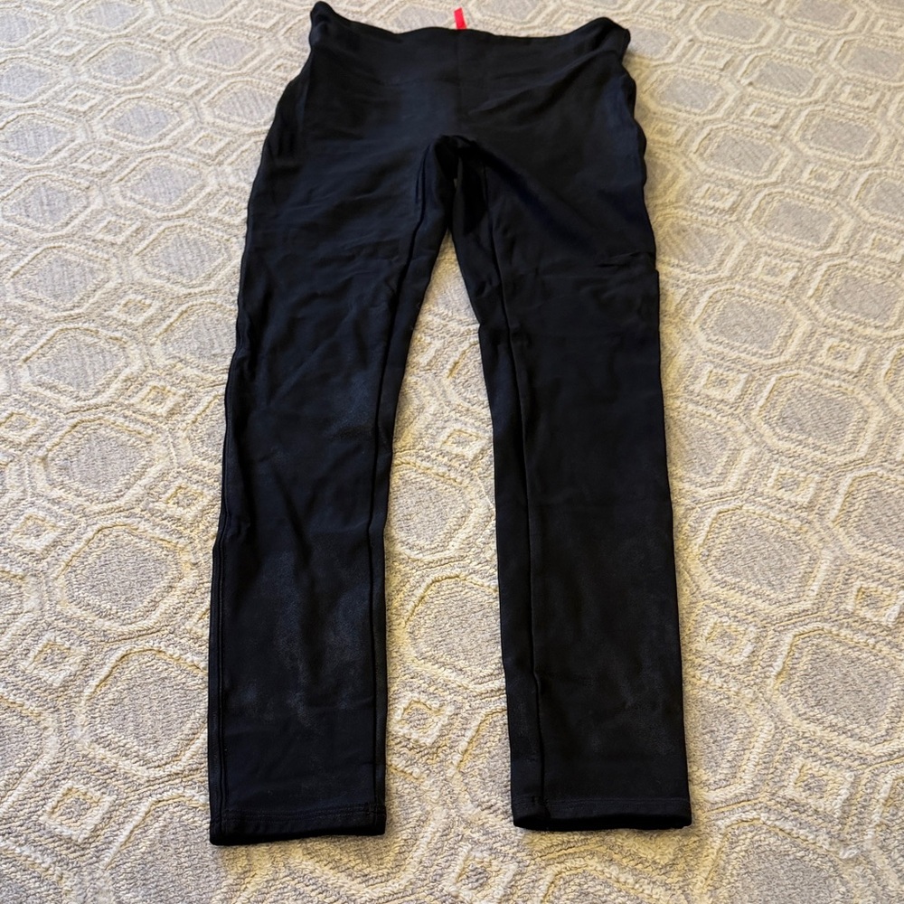 SPANX Black Leggings with matte shine finish